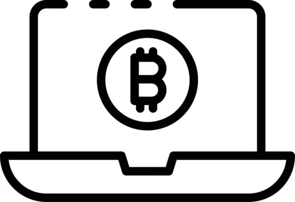 Dizüstü Bilgisayar Bitcoin Taşınabilir Simgesi — Stok Vektör