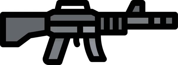 Pistola M16 Icono Del Rifle Estilo Contorno Lleno — Vector de stock