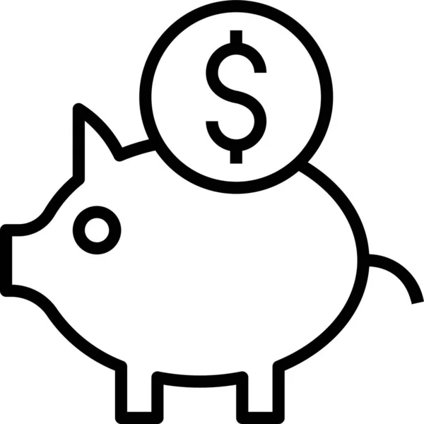 Гроші Збереження Свинячого Значка Контурному Стилі — стоковий вектор