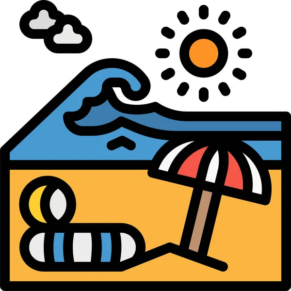Икона Пляжного Острова Стиле Заполненного Контура — стоковый вектор