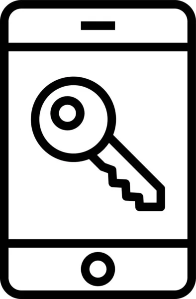 Иконка Сотового Ключа Телефона Стиле Контура — стоковый вектор