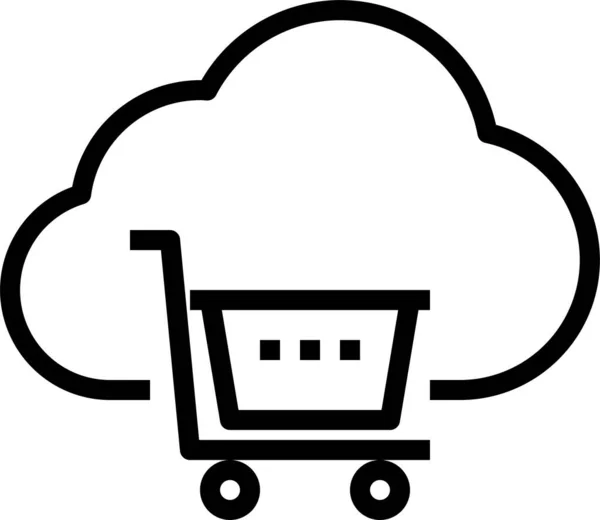 Cloud Shopping Storage Icon Outline Style — Stock Vector