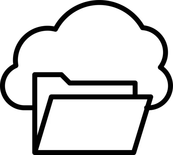 Ikona Danych Folderze Chmury Zarysie — Wektor stockowy