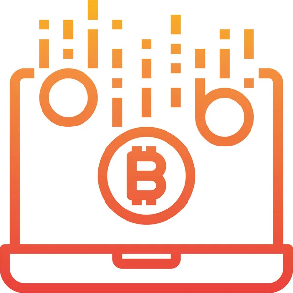 Bitcoin Criptomoneda Ganar Icono Estilo Suave — Vector de stock