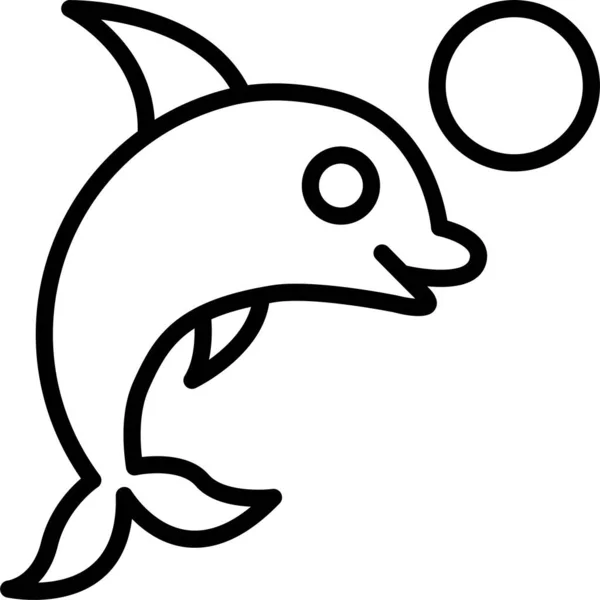 Ikona Cirkusu Delfínů Stylu Osnovy — Stockový vektor