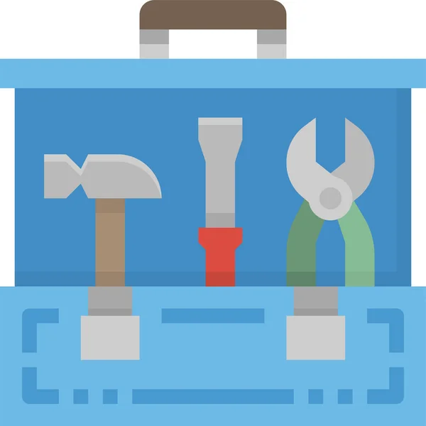 Build Repair Toolbox Icon Flat Style — Stock Vector