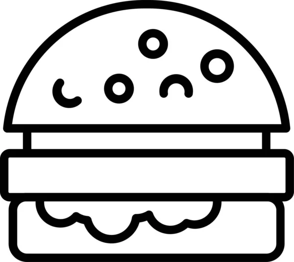 Jedzenie Kanapka Hamburger Ikona Zarysie Stylu — Wektor stockowy