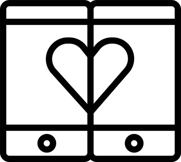Мобільний Значок Мобільного Серця Мобільного Стилі Контурів — стоковий вектор