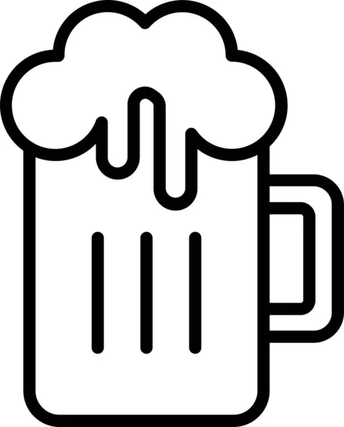 Bière Boisson Tasse Icône Dans Style Contour — Image vectorielle