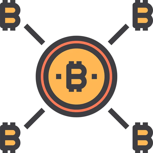 Bitcoin Kryptowährungs Geld Symbol Ausgefüllten Umriss Stil — Stockvektor