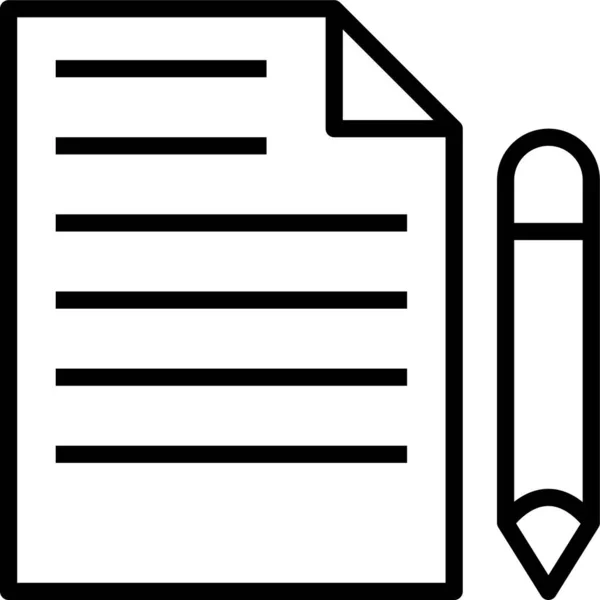 Ikona Listu Tužky Dokumentu Stylu Osnovy — Stockový vektor