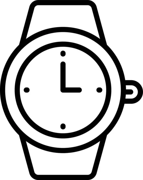 アウトラインスタイルで腕時計のタイムアイコンを見る — ストックベクタ