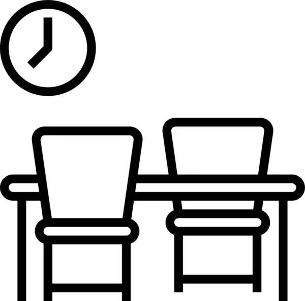 Ícone Cadeiras Mesa Espera Estilo Esboço —  Vetores de Stock