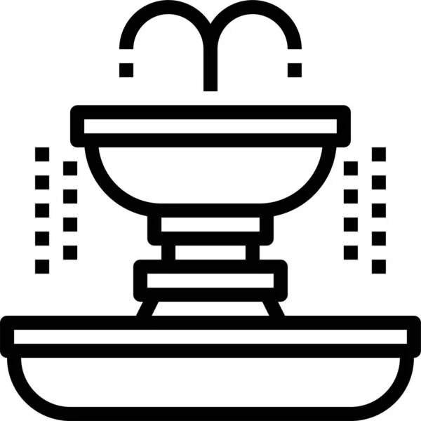 Uitrusting Fauntain Tuin Pictogram Omtrek Stijl — Stockvector