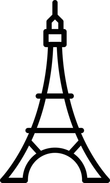Parijs Toren Eiffel Icoon Omtrek Stijl — Stockvector