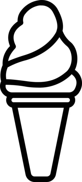 Icône Cône Crème Glacée Dans Style Contour — Image vectorielle