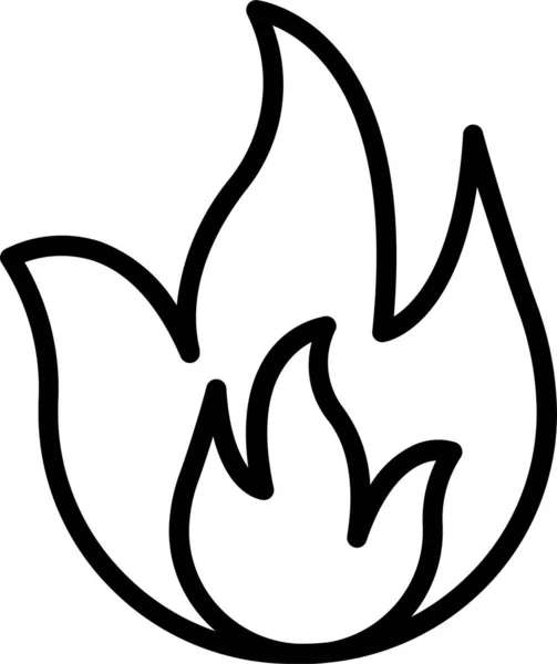 Flamme Danger Brûlure Icône Dans Style Contour — Image vectorielle