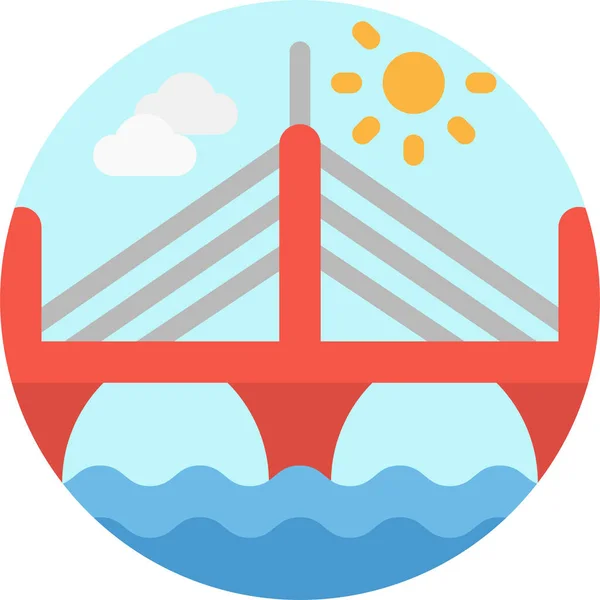 Икона Строительства Моста Плоском Стиле — стоковый вектор