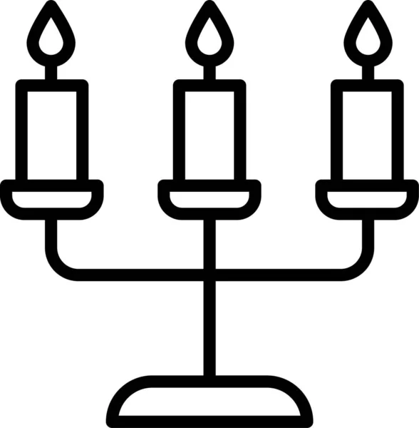 Kerzen Romantisches Dinner Symbol Umriss Stil — Stockvektor