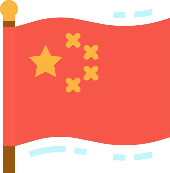 中国国旗的扁平风格图标 — 图库矢量图片