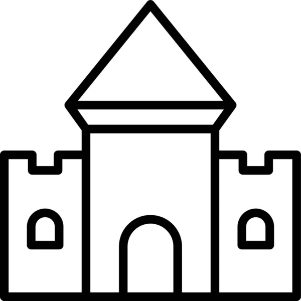Pohádkové Budovy Království Ikona Obrysu Stylu — Stockový vektor