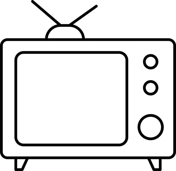 Televizyon Eğlence Ekran Simgesi Ana Hat Biçiminde — Stok Vektör