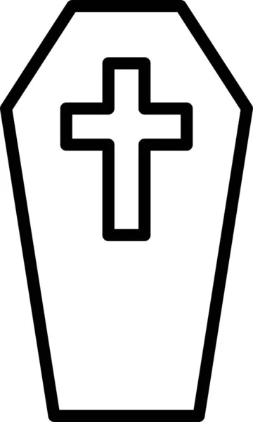 Icône Boîte Croix Mort Dans Style Contour — Image vectorielle