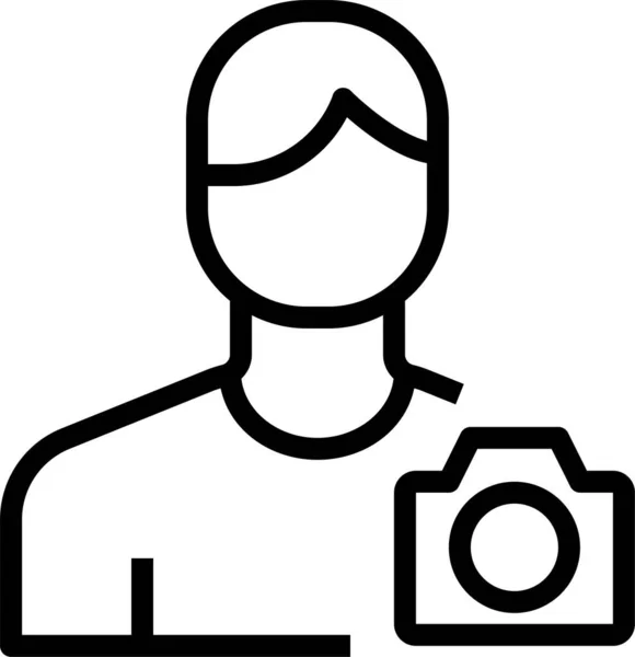 Avatar Caméra Icône Masculine Dans Style Contour — Image vectorielle