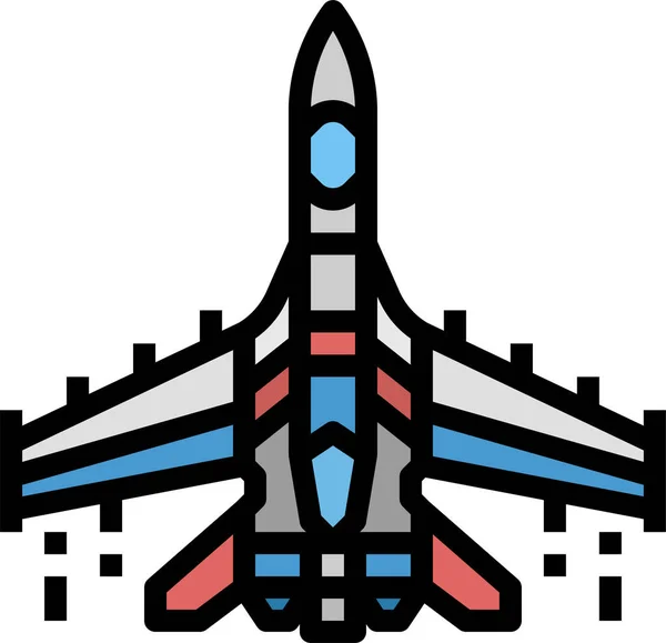 Αεροπλάνο Αεροπλάνο Στρατιωτικό Εικονίδιο Στυλ Γεμάτο Περίγραμμα — Διανυσματικό Αρχείο