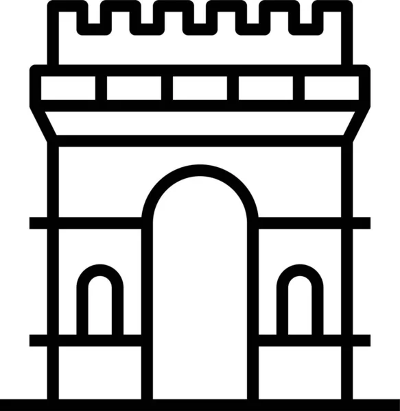 Edificio Monumento Icono Histórico Estilo Del Esquema — Vector de stock