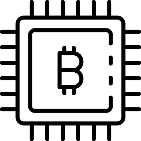 Chip Bitcoin Icono Del Procesador — Vector de stock