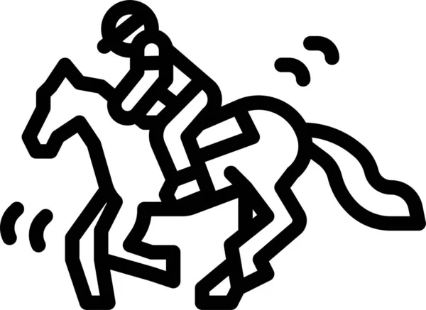 Cheval Cheval Jockey Icône Dans Style Contour — Image vectorielle