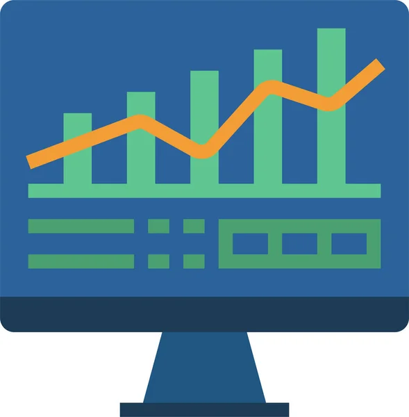 Presentare Icona Analisi Dei Dati Del Report Stile Piatto — Vettoriale Stock