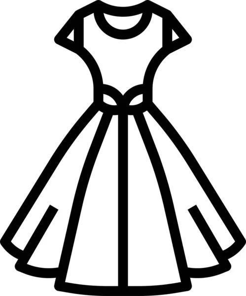 Kleidung Kleid Weibliche Ikone Outline Stil — Stockvektor
