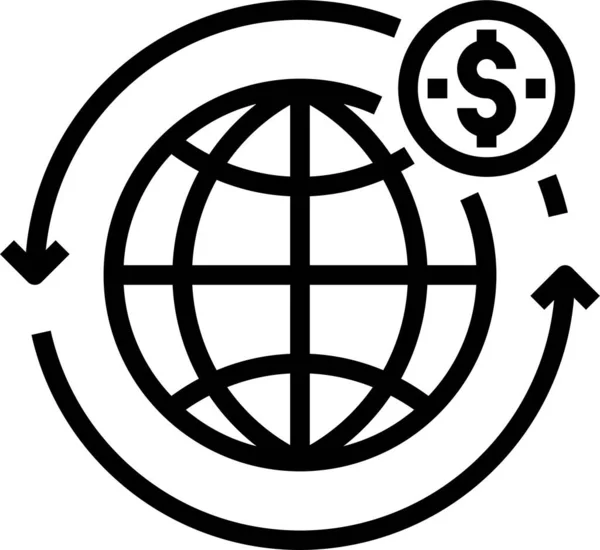 Іконка Світової Валюти Стилі Контур — стоковий вектор