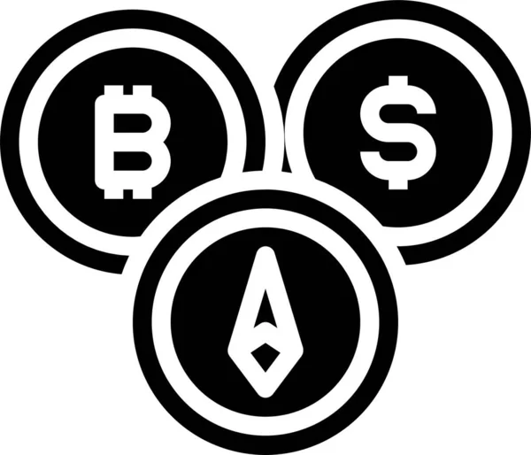 Bitcoin Pièce Icône Crypto Monnaie Dans Style Solide — Image vectorielle