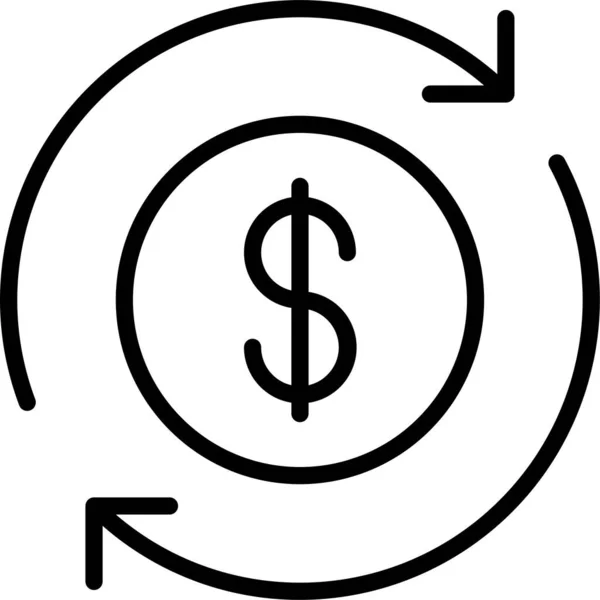Ikona Wymiany Dolara Okrągła Zarysie Stylu — Wektor stockowy