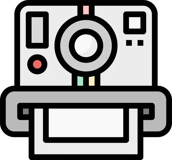 Camera Instant Foto Pictogram Gevulde Outline Stijl — Stockvector