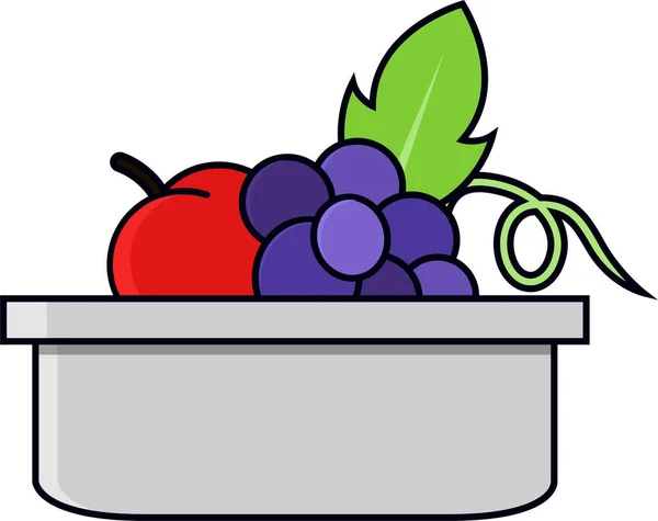 Καλάθι Δοχείο Φρούτα Εικονίδιο Στυλ Γεμάτο Περίγραμμα — Διανυσματικό Αρχείο