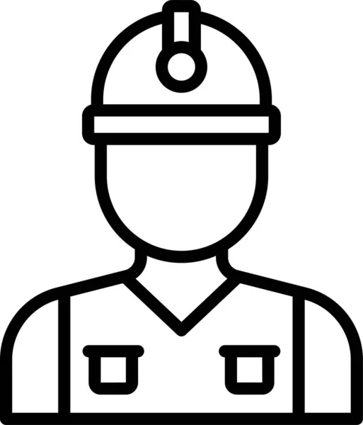 Trabajador Trabajador Icono Minería Estilo Esquema — Vector de stock