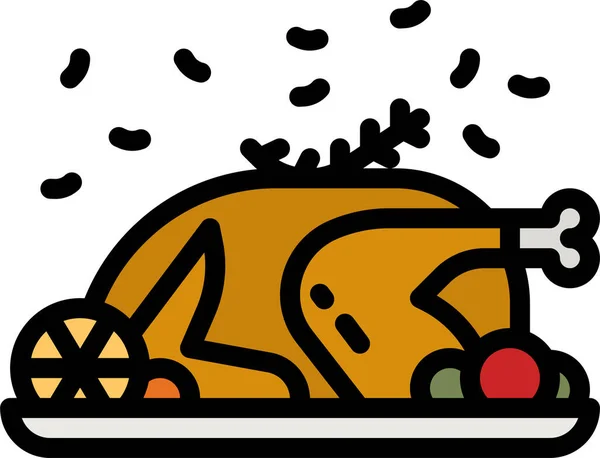 Icono Carne Pavo Asado Categoría Navidad — Vector de stock