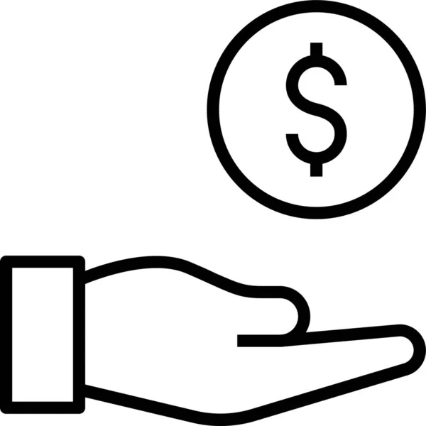 Coin Dollar Donation Icon Outline Style — Stock Vector