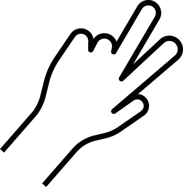 Handgesten Finger Symbol Umrissstil — Stockvektor