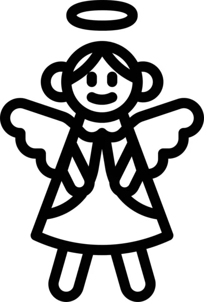 Angel Christmas Cute Icon Outline Style — Stock Vector