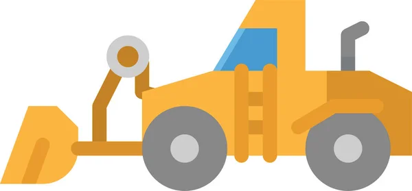 Icône Pelle Construction Bulldozer Dans Style Plat — Image vectorielle