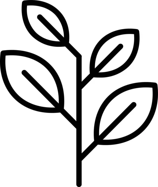 Növény Levelek Természet Ikon Körvonalazott Stílusban — Stock Vector