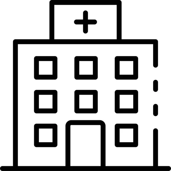 Icono Del Edificio Clínica Salud Estilo Esquema — Archivo Imágenes Vectoriales