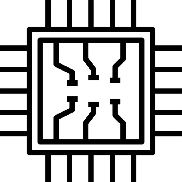 Icona Della Tecnologia Del Processore Chip Stile Contorno — Vettoriale Stock