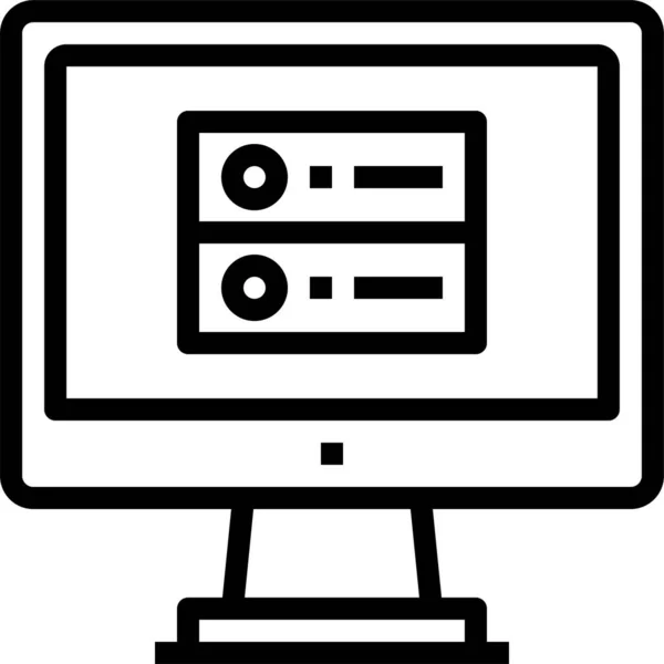 Icona Dell Interfaccia Dati Del Computer Stile Contorno — Vettoriale Stock