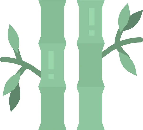 Bambu Botaniska Porslin Ikon Platt Stil — Stock vektor